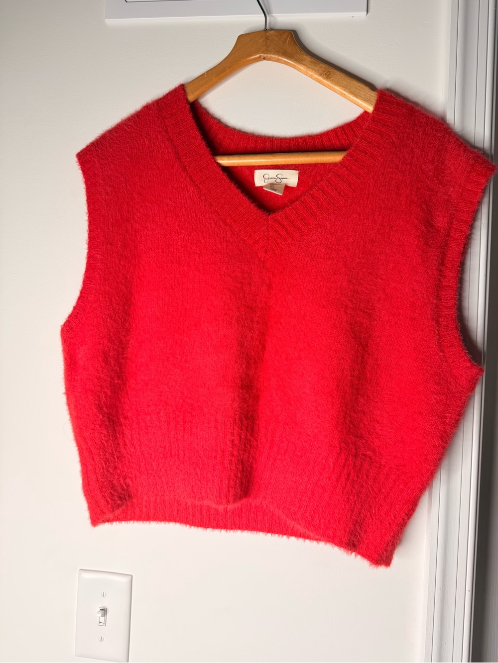 Sleeveless V-Neck Red Sweater Vest